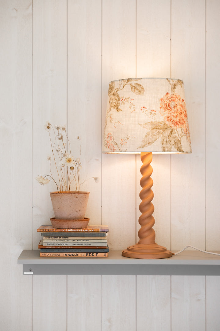 Alice D27 oval Flower beige - Bordslampskärm
