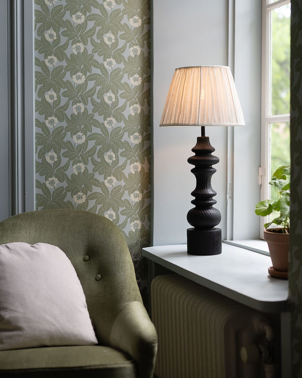 Karin D35 linne veckad offwhite - Bordslampskärm