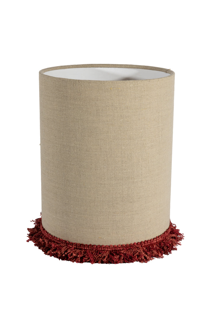 Cylinder 2/set lin frans vinröd - Bordslampskärm