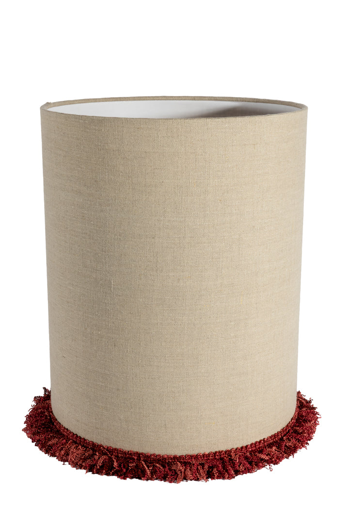 Cylinder 2/set lin frans vinröd - Bordslampskärm