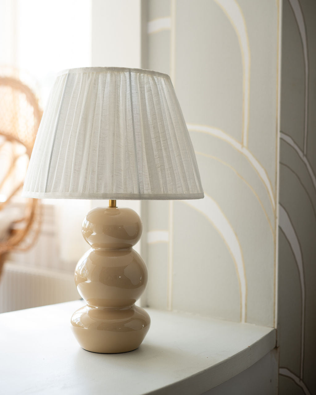 Karin D35 linne veckad offwhite - Bordslampskärm