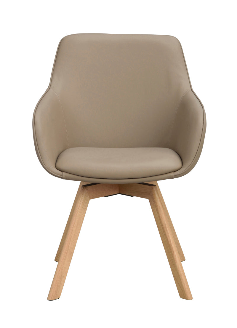 Alison Karmstol Beige/Ek Läder