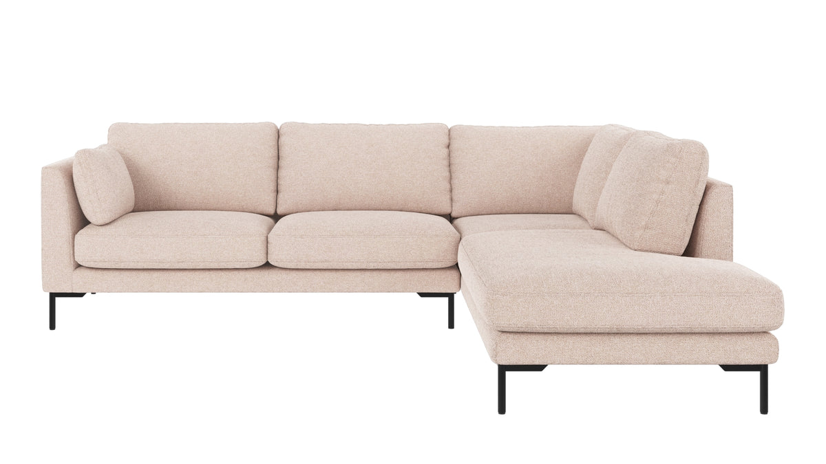 Corwin hörnsoffa 2,5+2,5-sits med öppet avslut höger från Rowico Home i tyget Max #01 ljusbeige