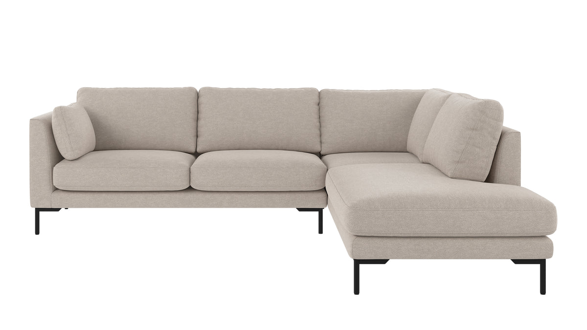 Corwin hörnsoffa 2,5+2,5-sits med öppet avslut höger från Rowico Home i tyget Oscar #124 beige
