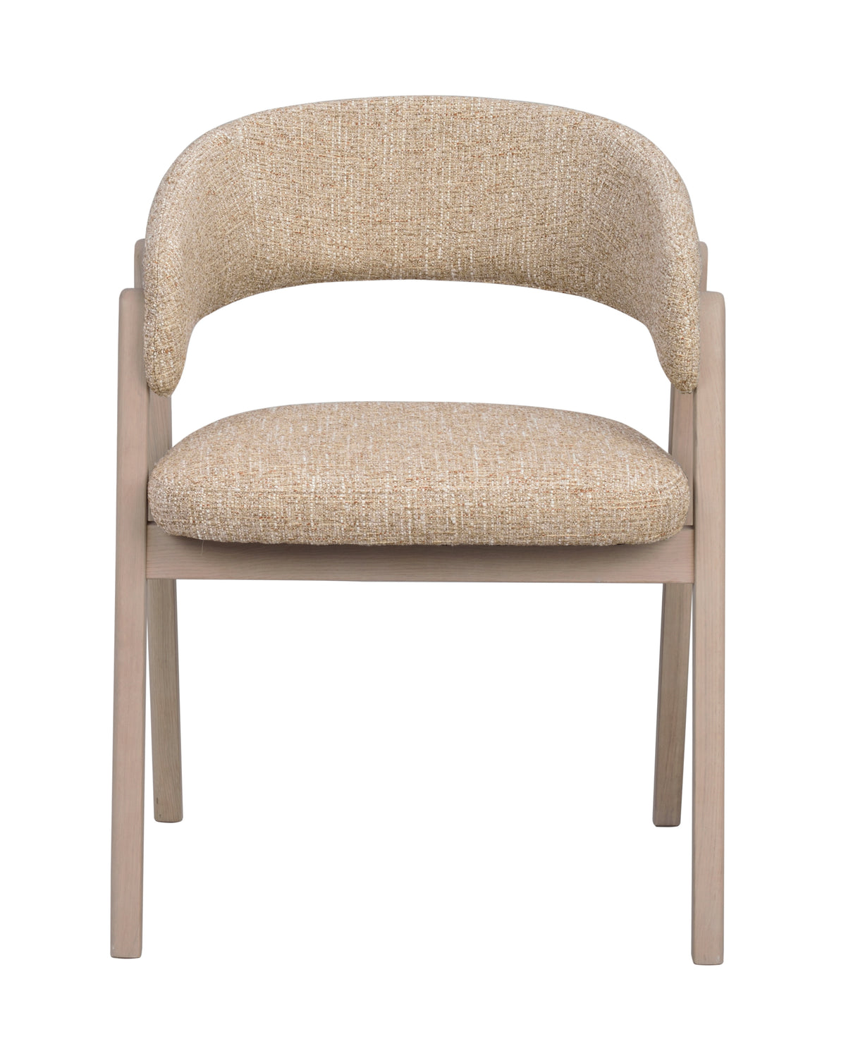 Barnaby karmstol i mörkbeige textil och vitpigmenterad ek