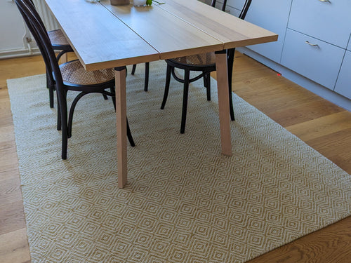 Rosenfred ullmatta, gul från Interiören, miljöbild