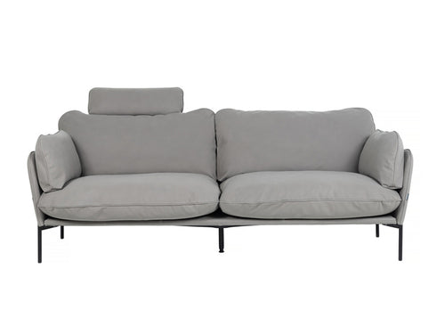 Aldon 3-sitssoffa från Furninova med nackstöd i tyget Nabucco Grey, framifrån