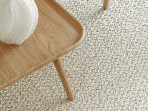 Loimu ullmatta, vit från VM-carpet, närbild