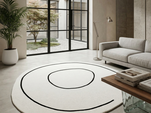 Loop ullmatta, rund, benvit från Carpet Decor, miljöbild